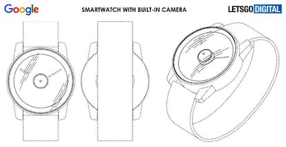 Concepto de Pixel Watch con cámara bajo la pantalla.