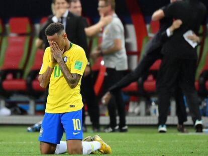 Neymar, tras la eliminación de Brasil ante Bélgica.
