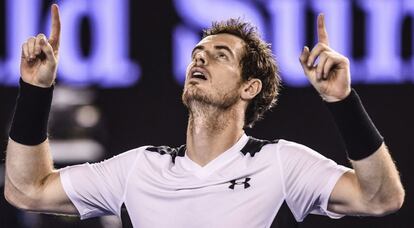 Murray celebra su victoria contra Raonic.