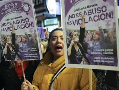 Protesta por la sentencia del 'caso La Manada', en marzo de 2019, en Madrid.