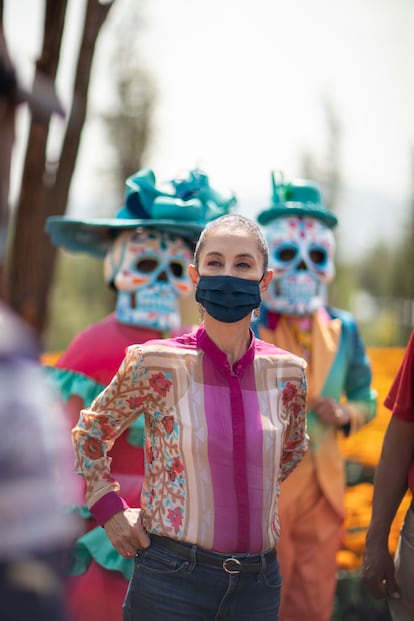 Claudia Sheinbaum en viveros de Xochimilco