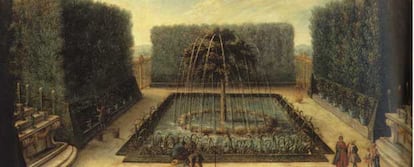 &#39;El bosquecillo de Marais en el jardín de Versalles&#39;, cuadro de la Escuela Francesa, del siglo XVIII.