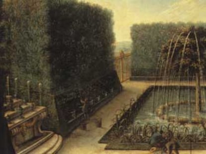 &#39;El bosquecillo de Marais en el jardín de Versalles&#39;, cuadro de la Escuela Francesa, del siglo XVIII.