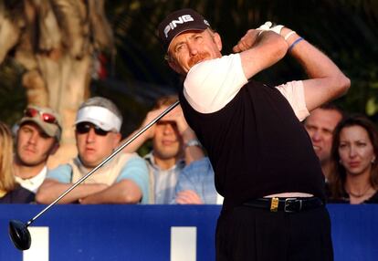 Jiménez durante su participación en el torneo de golf de Dubai de 2005.