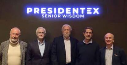 Miguel Ángel Furones, Francisco José González, Agustín Medina, Fernando Herrero y Juan Ramón Plana, los cinco miembros de Presidentex.