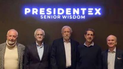 Miguel Ángel Furones, Francisco José González, Agustín Medina, Fernando Herrero y Juan Ramón Plana, los cinco miembros de Presidentex.