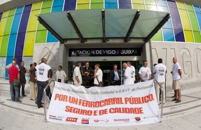 Protestas en la estaci&oacute;n de Vigo 