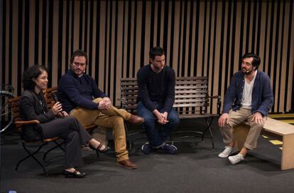 De izquierda a derecha, Izaskun Zurbitu (Basque Culinary Center),  Xabier de la Maza (The Loaf) Rub&eacute;n Valbuena (Cantagrullas)y Santiago Rigoni (Toma Caf&eacute;).  