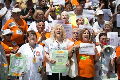 Concentraci&oacute;n de trabajadores y usuarios del Hospital de la Vall d&#039;Hebron.