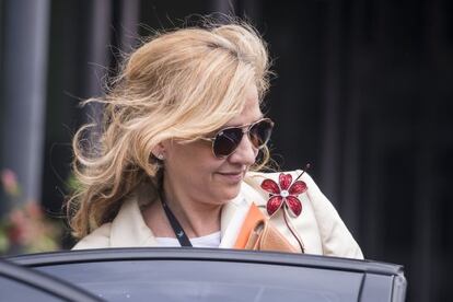 Princess Cristina pictured outside her place of work in Barcelona earlier this month.