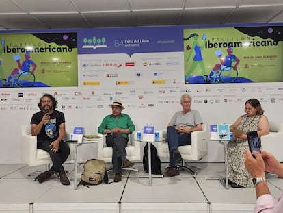 Iván Vergara, Jorge Hernández 'Piel Divina', Bruno Monatané y Sofía Sánchez, ayer en la Feria.