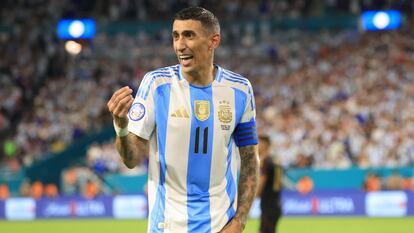 Ángel Di María, durante el partido entre Argentina y Perú, en Miami, el pasado 29 de junio.