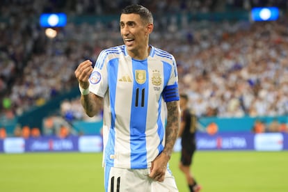 Ángel Di María, durante el partido entre Argentina y Perú, en Miami, el pasado 29 de junio.