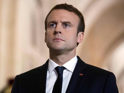 Emmanuel Macron en Versalles este lunes. 