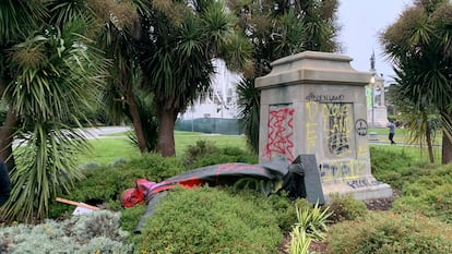 A statue to Saint Junipero Serra was vandalized in San Francisco.