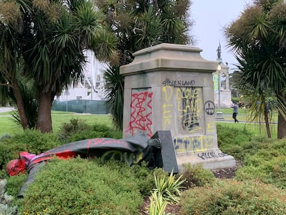 A statue to Saint Junipero Serra was vandalized in San Francisco.