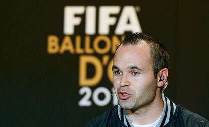 Iniesta, antes de la ceremonia del balón de oro.