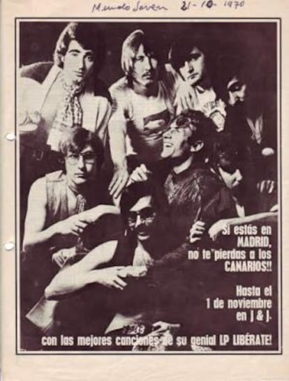 Imagen de promoción de un concierto de Canarios, en 1970.