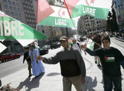 Manifestación en apoyo de la independencia del Sáhara la semana pasada en Madrid.