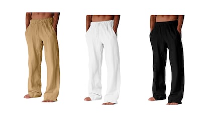 Linen pants on white background