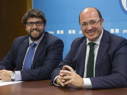 Pedro Antonio Sánchez y Fernado López Miras, el candidato a la presidencia de Murcia.