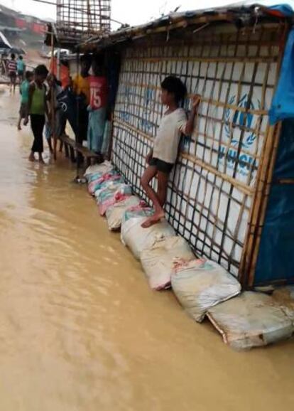 Efectos del monzón en el campo de Kutupalong, en Cox's Bazar.