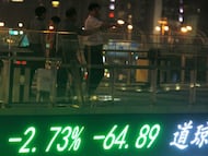 Un panel con la evolución de acciones chinas. Foto sin fecha.