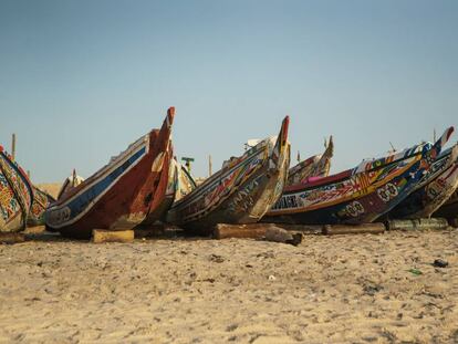 Barcas en una playa de Mauritania.