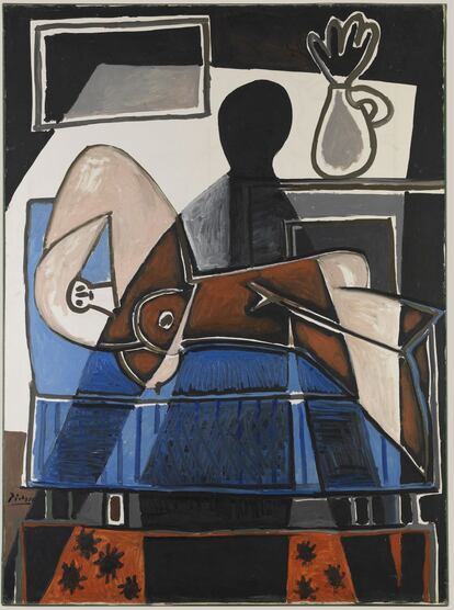 'La sombra sobre la mujer', óleo sobre tela pintado en 1953 conservado en el Museo de Israel, en Jerusalén. Pintado después de que Françoise abandonase al artista. La sombra es Picasso que se superpone a la figura tumbada de la mujer.