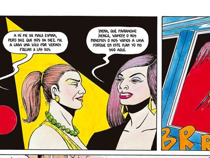 Una viñeta de Anarcoma, personaje creado por Nazario.