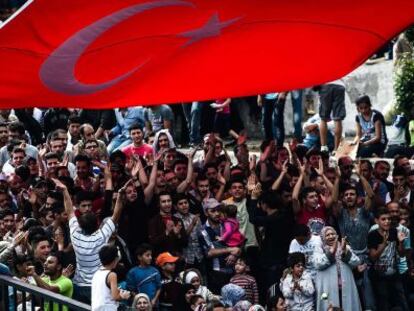 Protesta de migrantes en Estambul el jueves.