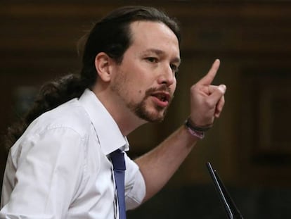 Pablo Iglesias speaking in Congress.