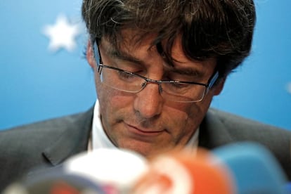 Carles Puigdemont en roda de premsa a Brussel·les.