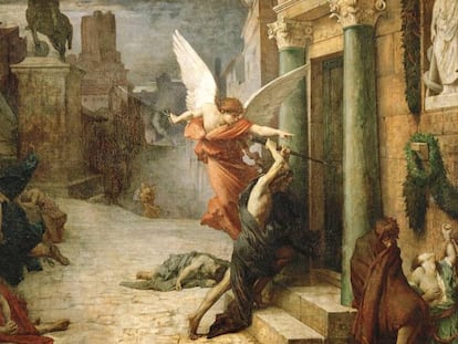 'La peste en Roma'. grabado de Levasseur de una obra de Jules-Élie Delaunay.