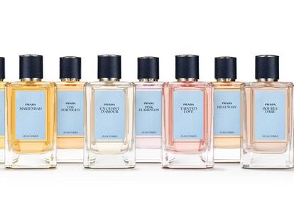 Los diez frascos de la nueva colección de Prada, con nombres fundamentales de la cultura del siglo XX.