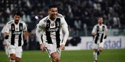 Cristiano Ronaldo, máxima estrella de Juventus, durante un partido que su equipo jugó de local, en Turín.