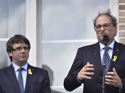 Quim Torra y Carles Puigdemont el fin de semana pasado en Waterloo.