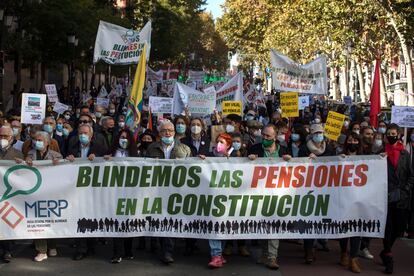 Manifestación en Madrid en defensa del blindaje de las pensiones en la Constitución, el pasado 13 de noviembre.