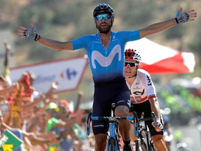 Valverde celebra la victoria. 