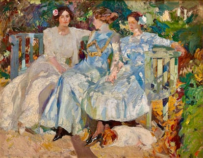 'Mi mujer y mis hijas en el jardín', de Joaquín Sorolla (1910).