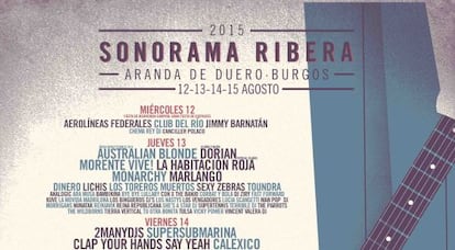 Cartel del Sonorama Ribera 2015.