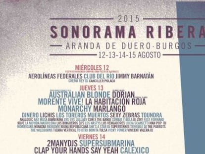 Cartel del Sonorama Ribera 2015.