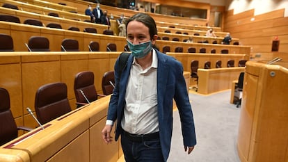 Pablo Iglesias, el 14 de julio durante un pleno en el Senado.