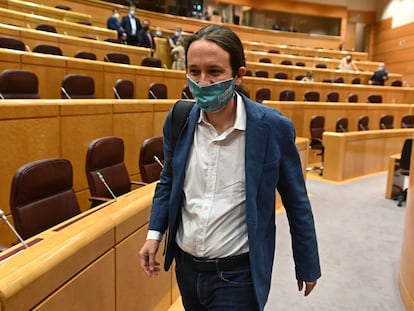 Pablo Iglesias, el 14 de julio durante un pleno en el Senado.