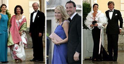 De izquierda a derecha, los reyes de Suecia y su hija Victoria; los príncipes de Noruega, Haakon y Mette-Marit, y la princesa Carolina y Ernst de Hannover.