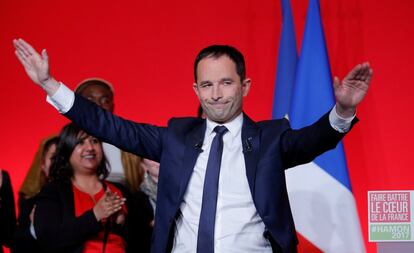 Benoit Hamon, tras conocer los datos electorales.