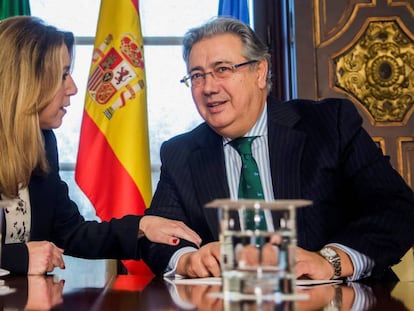 La presidenta andaluza, Susana Díaz, y el ministro del Interior, Juan Ignacio Zoido, hoy en Sevilla.