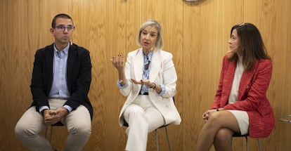 José Antonio Ruiz, jefe de Estrategia Comercial de Banca de Empresas, Teresa Fernández, directora de Banca de Empresas de Ibercaja y Cristina Mateo, directora de Desarrollo de Negocio de Empresas