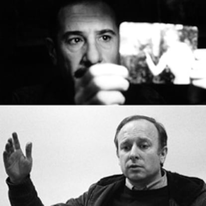 Alfredo Landa, en <b>un fotograma de la película</b><i> El crack; </i><b>abajo</b>, Manuel Summers.