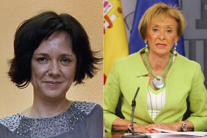 La ex presidenta del CIS Belén Barreiro (izquierda) y la vicepresidenta María Teresa Fernández de la Vega.